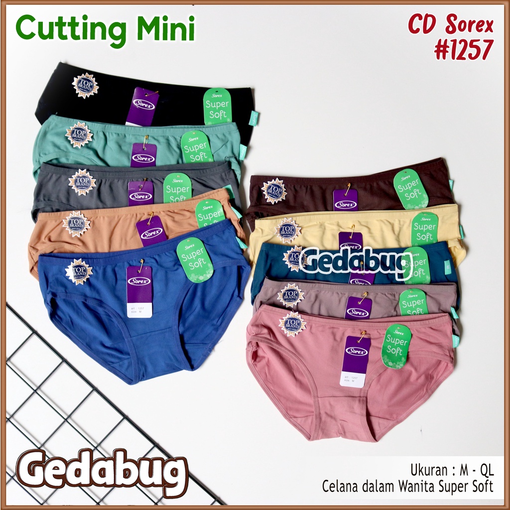 3 Pcs - CD Wanita Sorex 1257 Cutting Mini | Celana dalam wanita dewasa Super Soft | Gedabug