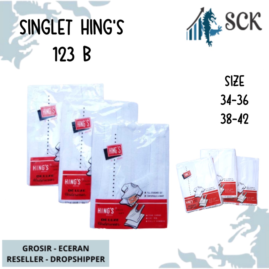 Singlet Pria HING Putih Polos 32-42 / Singlet Pria HINGS / Kaos Dalam Laki  / Pakaian Dalam Pria Hings - sckmenwear GROSIR