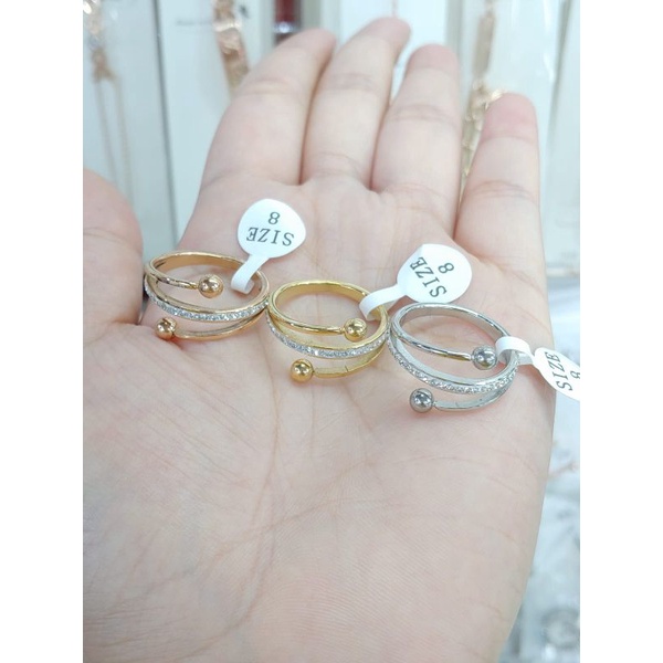 cincin bola permata titanium anti karat anti luntur