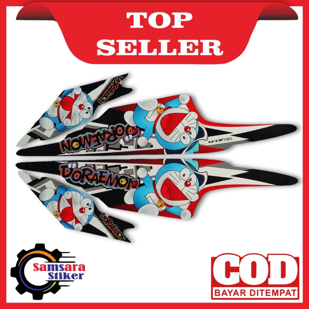 Stiker Motor Yamaha Mio Sporty Variasi Doraemon Hitam