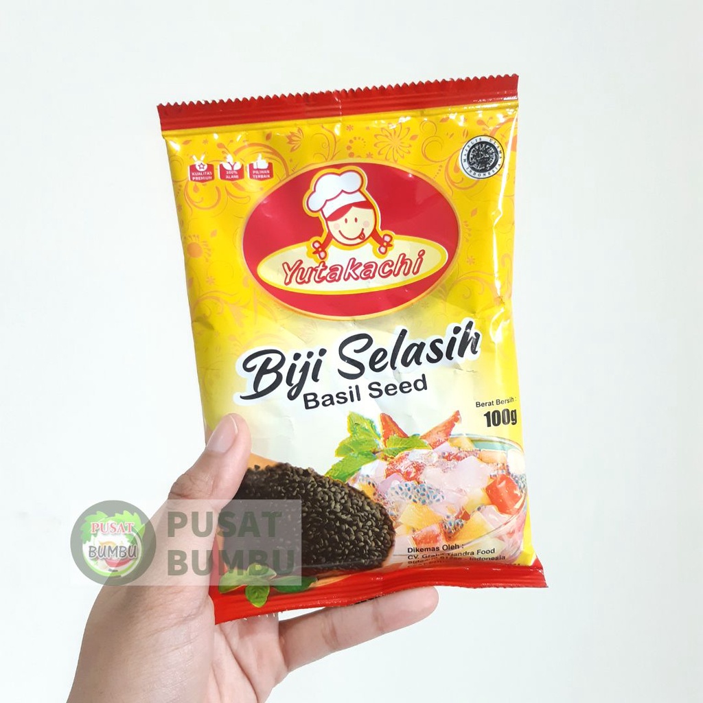 Biji Selasih Kemasan Renteng 100gr x 10pcs / Selasih Super 1Kg Yutakachi / Basil Seed / Pusat Bumbu