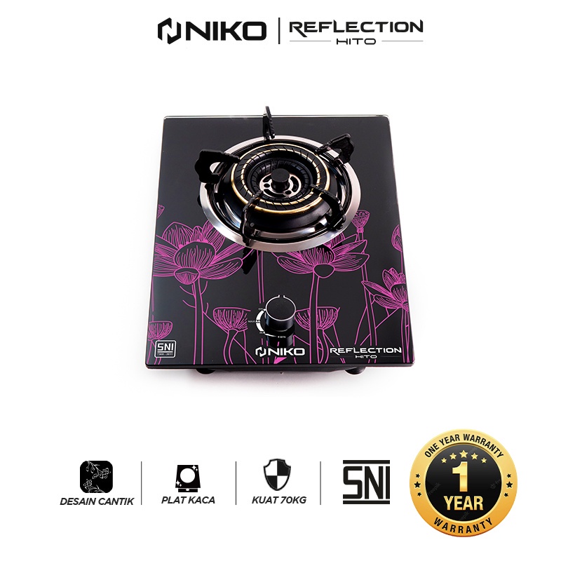 Kompor Gas Kaca Niko 1 Tungku HITO / kompor tanam / kompor meja / kompor rumah kompor kaca 1 tungku 
