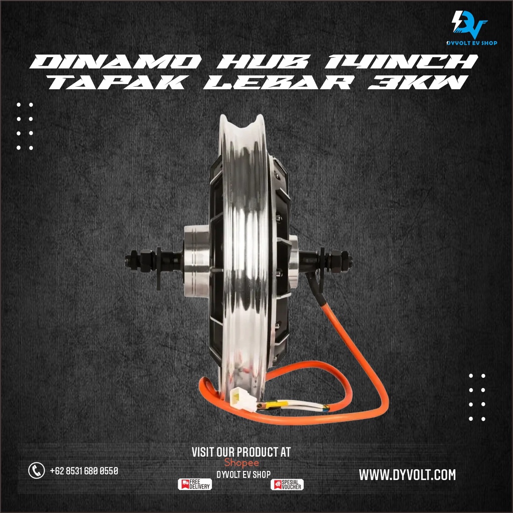 Motor Hub Bldc 3000Watt 14Inch Tapak Tipis