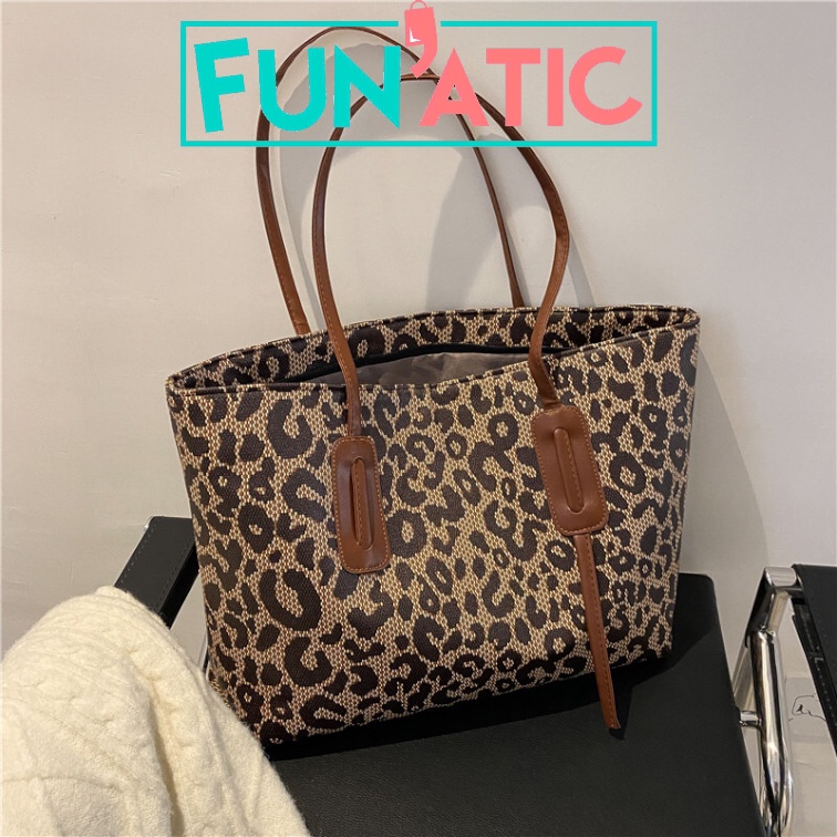 Funatic Tote Bag Leopard Wanita Import Kekinian Fashion Korea FA1092