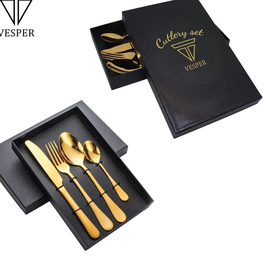 

♝ paket hampers sendok garpu vesper cutlery set / kado gift box cutleries special edition ✮