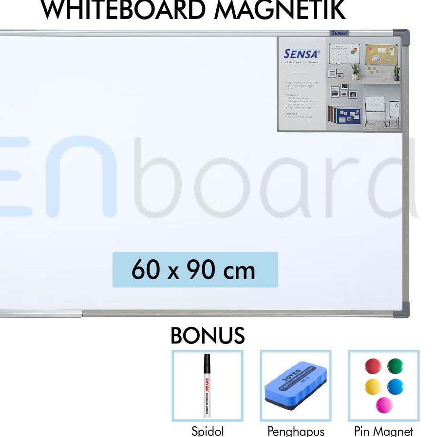 

PROMO HARI INI Papan Tulis Whiteboard / White Board Gantung Magnet Single Face Sensa 60 x 90 cm 