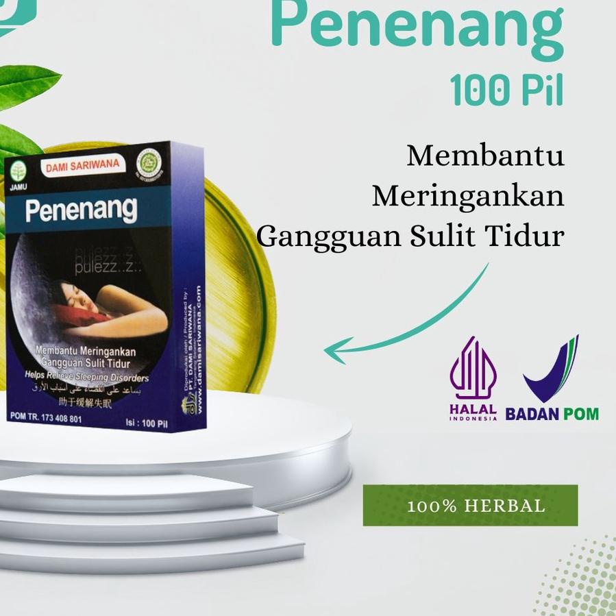 Bisa Cod Jamu Obat Herbal PENENANG 100 Pil Mengatasi Insomnia Susah Tidur Sulit Tidur Nyenyak Insomi