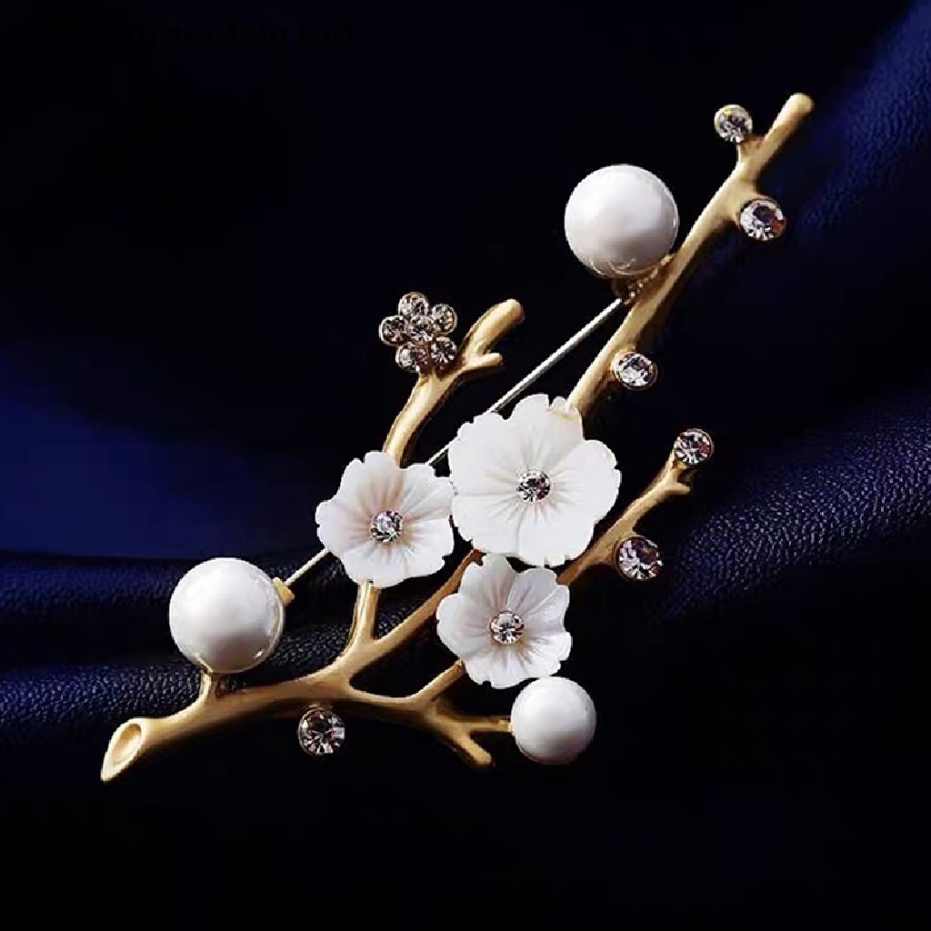 [AdornmentNo1] Bros Bunga Shell Plum Blossom Untuk Wanita Pernikahan Kantor Brooch Pins Decor [ID]