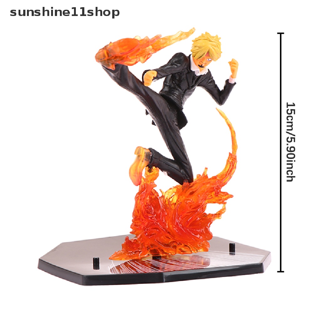 Sho 15 cm Anime One Piece Sanji Patung Hitam Kaki Api Versi Pertempuran Pvc Koleksi Onepiece Action Figure Model Mainan Hadiah N