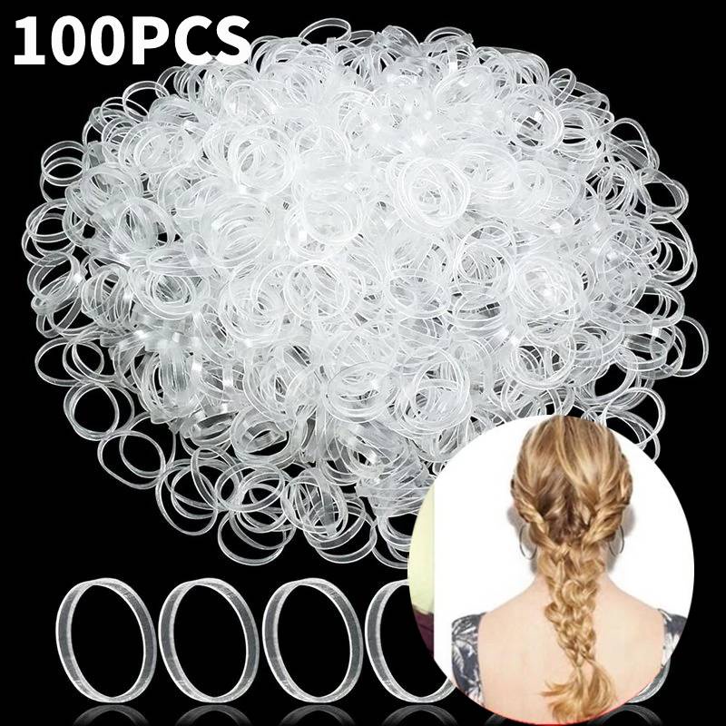 [Unggulan] Karet Gelang Rambut Mini Dengan Kotak/Tas Karet Rambut Elastis Wanita Perempuan Ikatan Ikat Ponytail Holder Ikat Rambut 1000pcs/pack Rambut Transparan Tali Elastis Rubber Band