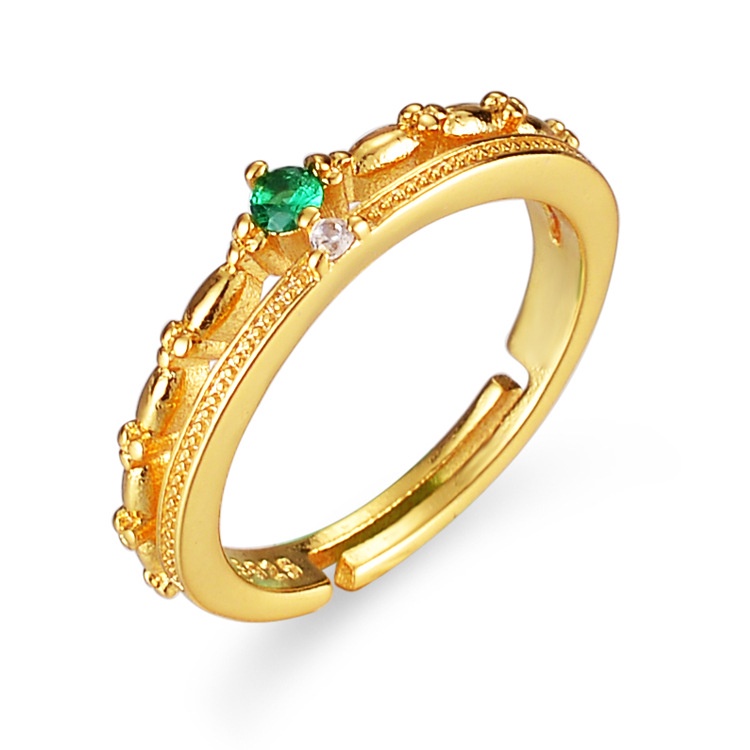 Goldkingdom Fashion Perhiasan Aksesoris Ready Stock2023Terbaru Cahaya Mewah Niche Desain Rasa Senior Zirkonium Hijau Cincin Perempuan Angin Dingin Indah Kepribadian Fashion Pembukaan Cincin