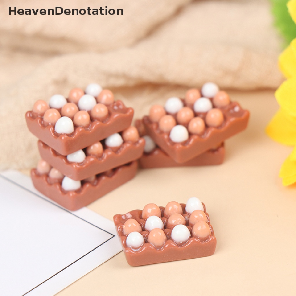 [HeavenDenotation] 6pcs 1: 12 Dollhouse Miniature Eggs Kitchen Food Model Kitchen Decor HDV