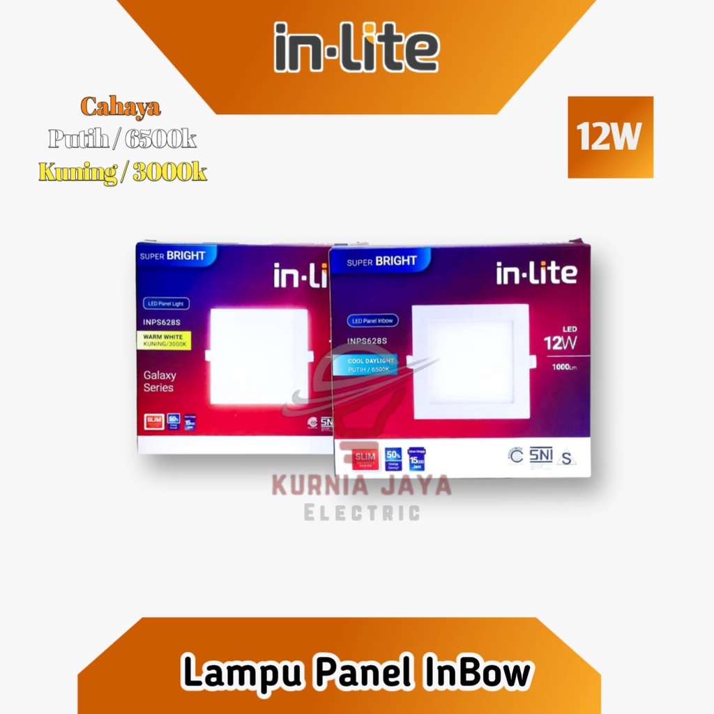INLITE Downlight Panel Light LED Inbow 12W Kotak INPS628S
