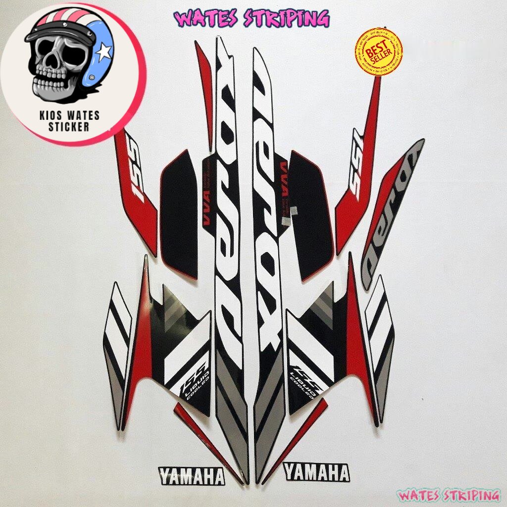 Original Asli Striping Decal Polet Sticker Yamaha AEROX VVA 155 2021 2022 FULL HITAM Wates Sticker