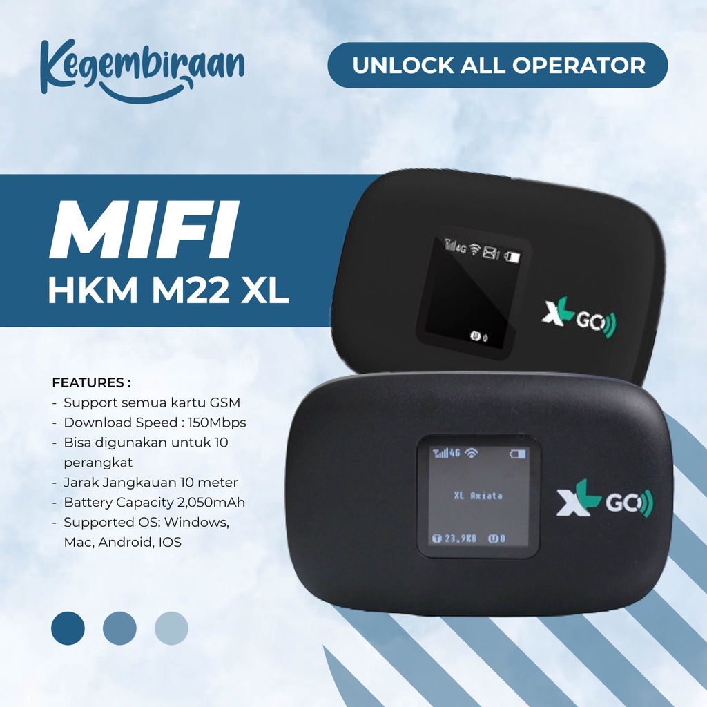 MOBILE WIFI MIFI HKM M22 MODEM WIFI XL GO UNLOCK ALL OPERATOR