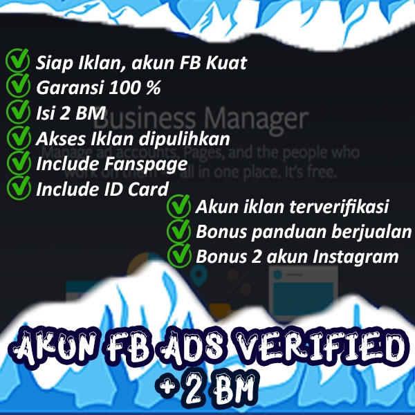 Akun Facebook Ads Dipulihkan + 2 Business Manager (anti dibatasi) + Akun tua