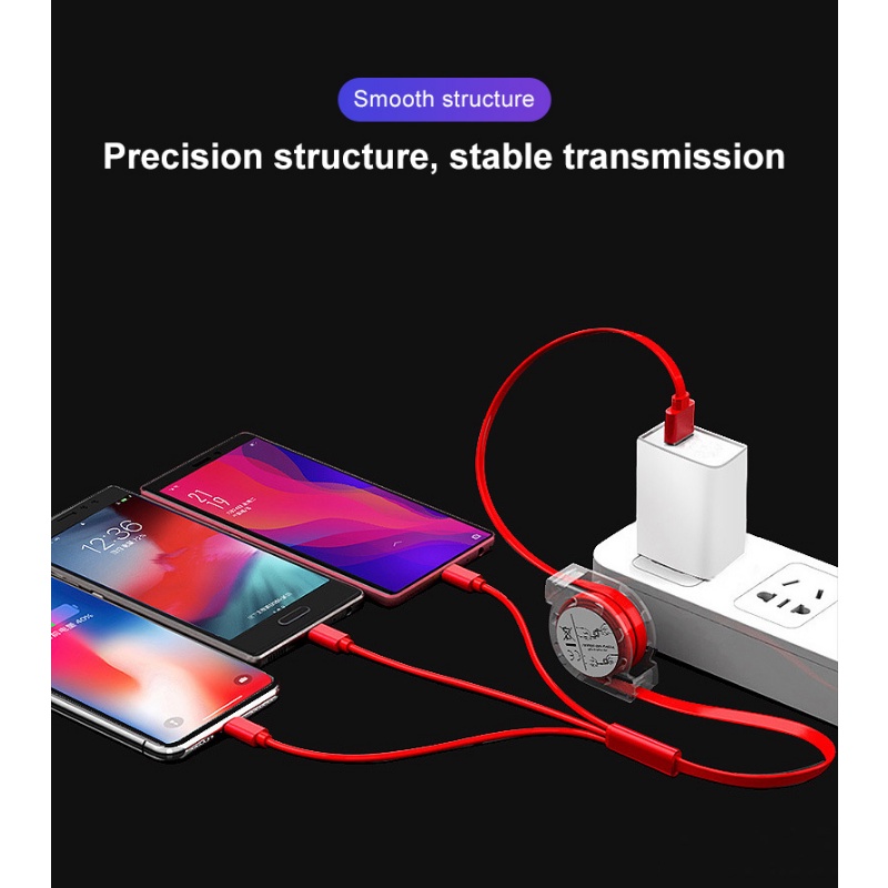 Charger Ponsel 1.5M Kabel Charging Line Tiga-Dalam-Satu Kristal Multifungsi