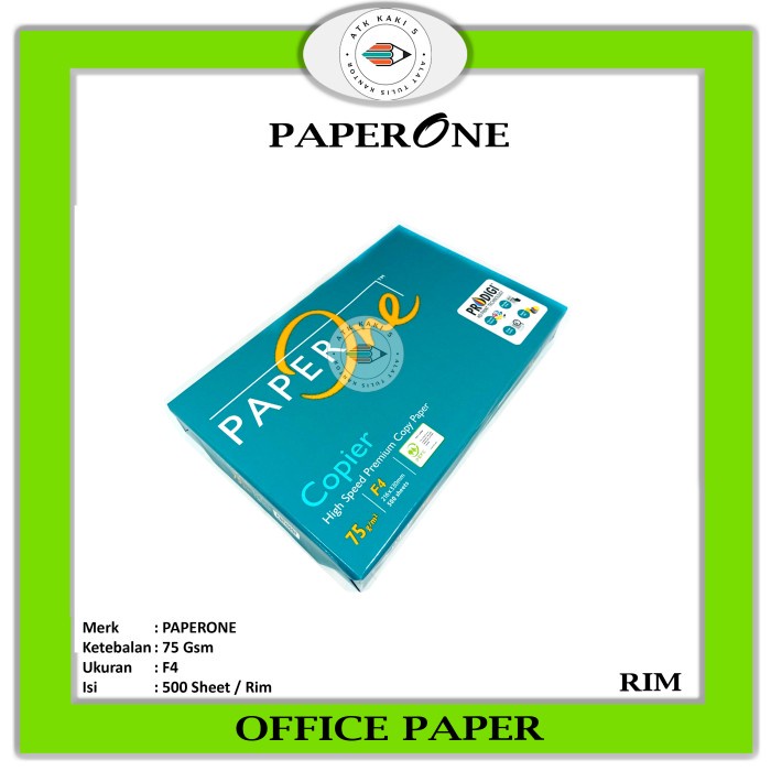 

PAPER ONE - Kertas Fotokopi / Office Paper Putih F4 - 75Gr - RIM