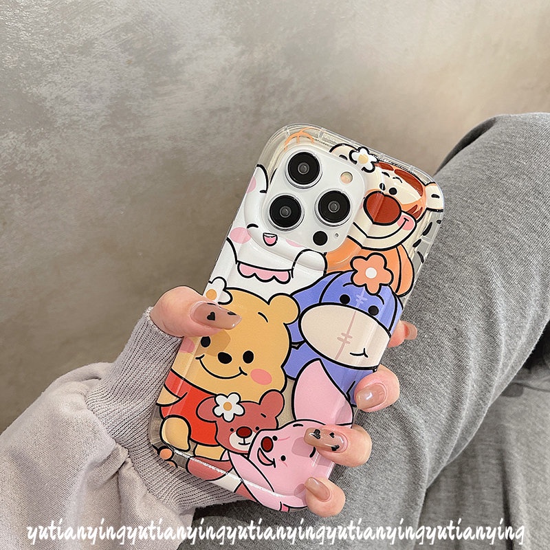 IPHONE Casing Manyo Disney Winnie the Pooh Lucu Kompatibel Untuk Iphone11 14 13 12 Pro MAX 7plus XR 6 6S 7 8 Plus X XS MAX Kartun Piglet Tigger Silicon Airbag Shockproof Soft Case Cover