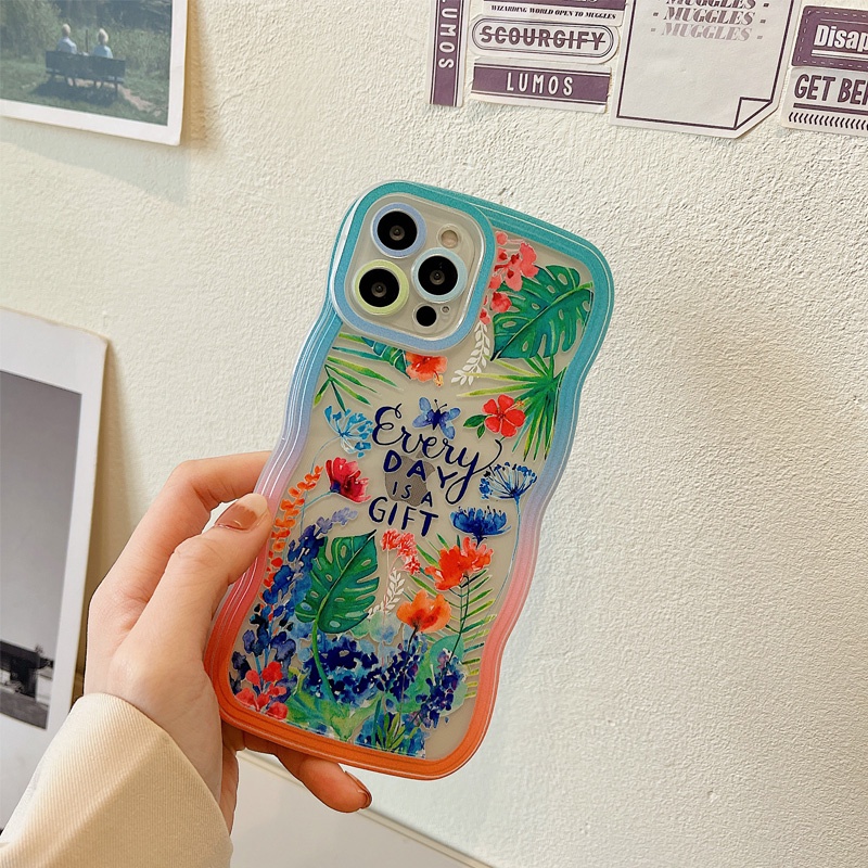 Redmi Note 11S 11 Pro Redmi 10C 10A 9A Note10 5G Note 10S 9C 9T Note9 Note8 Poco X3 Pro NFC Poco M3 Pro Cat Air Bunga Dan Tanaman Tepi Melengkung TPU Phone Case Binteacase