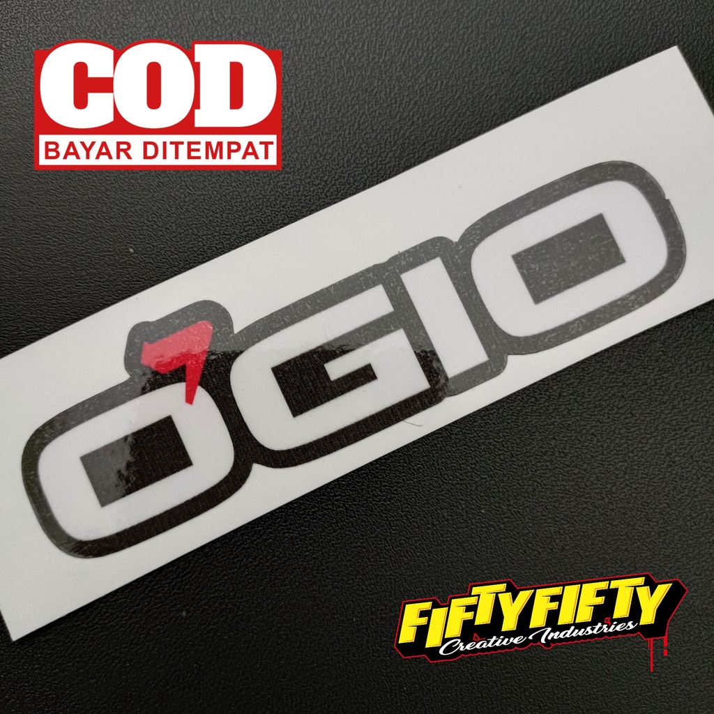 Stiker Print Cut OGIO Stiker Printing Laminasi Glossy Stiker Motor Mobil Helm Sudah Membentuk Pola Desain