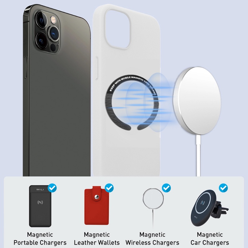 IPHONE Universal Mag-Safe Wireless Charger Sticker Magnetic Rings/Smartphone Stand Charging Magnetic Sheet Untuk Iphone14 13 12 Pro Max/Telepon Aksesoris