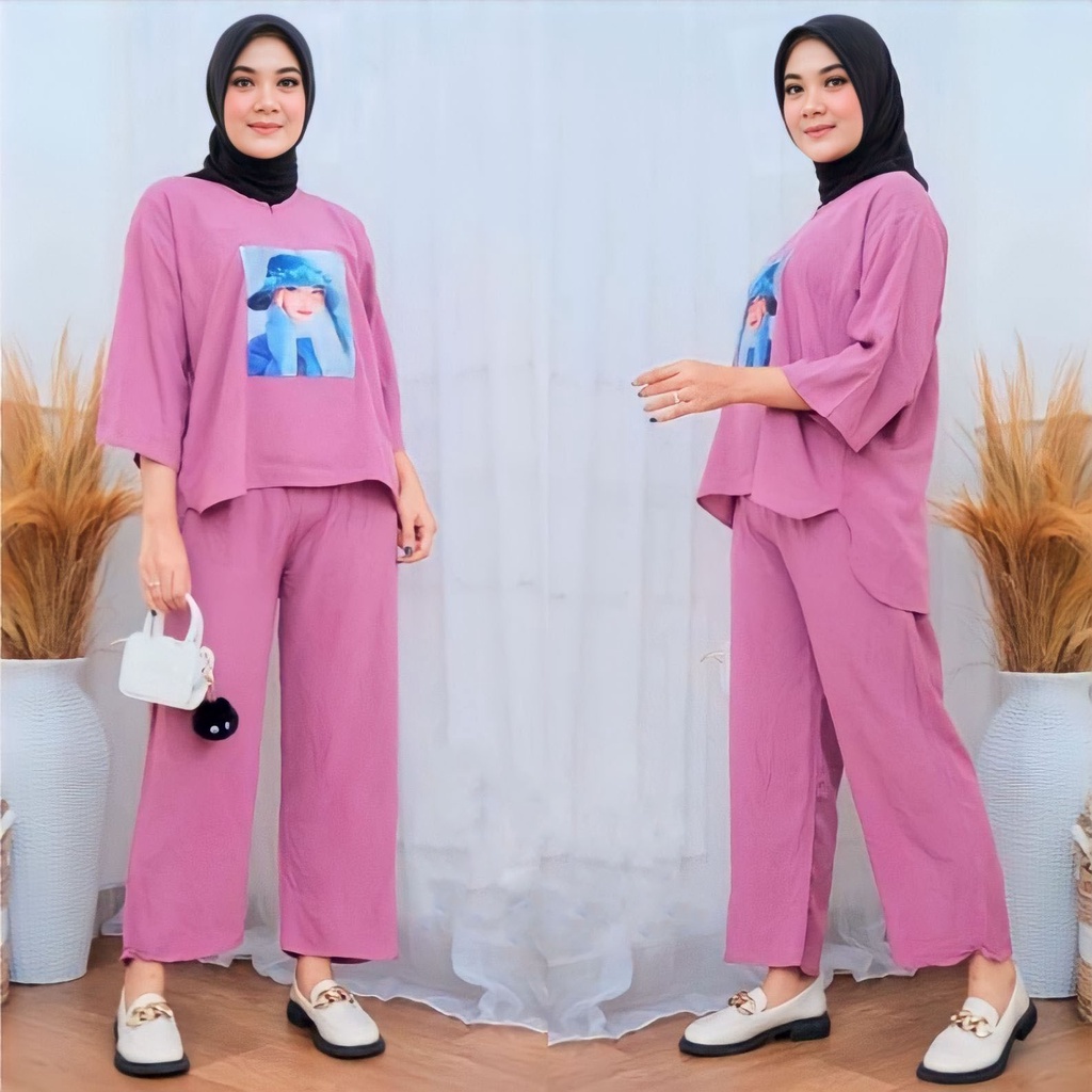 One Set Viral Setcel Crinkle Airflow Sablon Dewasa Jumbo Terbaru Kekinian