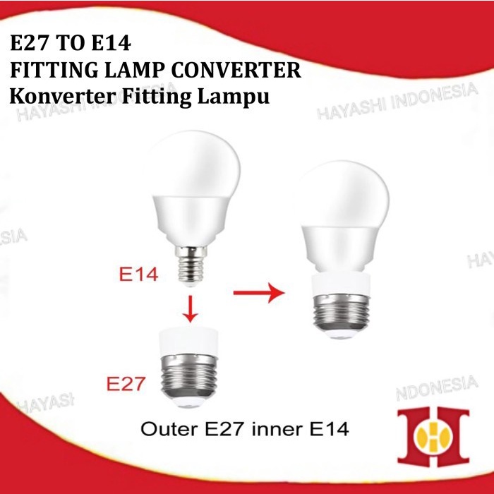 Konverter Fitting Lampu E27 ke E14 Cap Lamp Light Converter Adapter