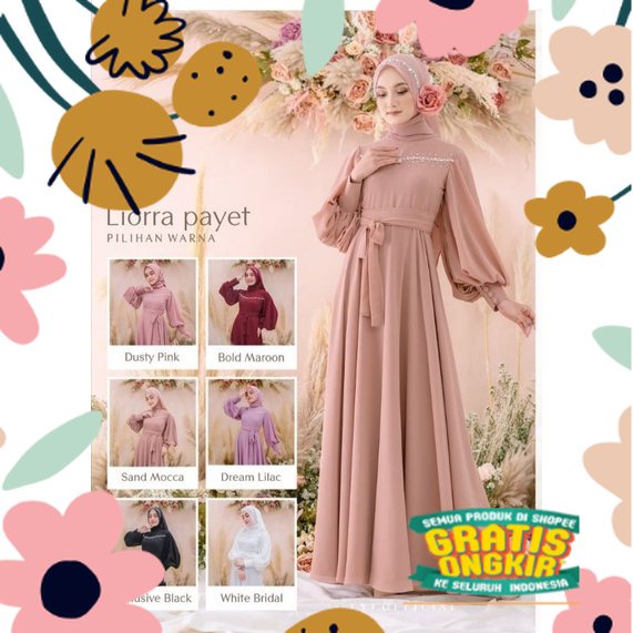 Liora payet dress mewah elegan cantik - Gamis terbaru - Gamis kondangan - Gamis brukat - Gamis remaj