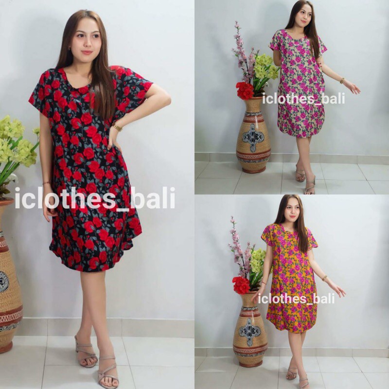 DASTER AMANDA MOTIF BUNGA DA006/ HOME DRESS / DRESS MURAH/ DASTER GLOSIR/ DRESS TIE DYE