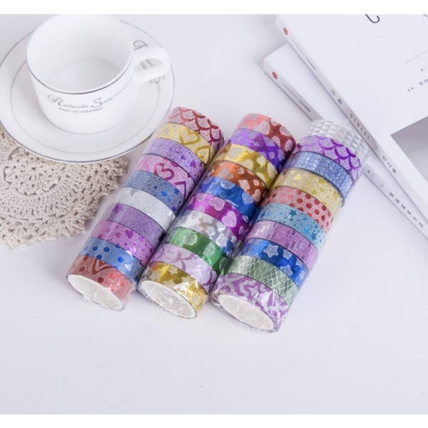 

ISI 10 Selotip Gliter Motif Warna-Warni / Isolatip Solasi Tape Gliter/isolasi karakter Lucu