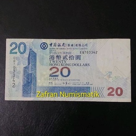 ZN1503. Uang Asing HKD 20 Dollar Hongkong Tahun 2007