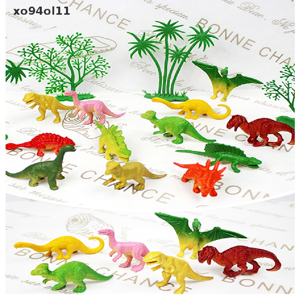 Xo 16Pcs/Set Topper Kue Dinosaurus Happy Birthday Jungle Safari Party Dekorasi Kue OL