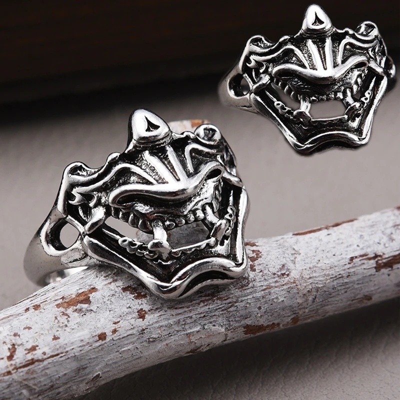 Retro Gothic Setan Terbuka Paduan Cincin Populer Keren Rings Adjustable Punk Skull Ring Hip Hop Perhiasan Untuk Hadiah Pesta Remaja