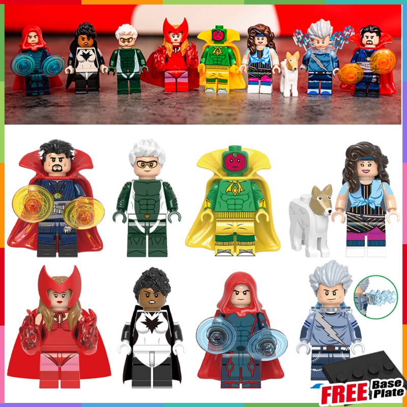 Scarlet Witch Minifigures Vision Quicksilver Doctor Strange Wiccan Marvel Agnes Mainan Angka Mini Hadiah Ulang Tahun