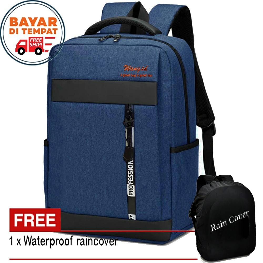 New Arrival Tas Ransel Pria W80 Backpack Laptop Bahan Kanvas Tebal Free Rain Cover Tas Ransel Sekolah