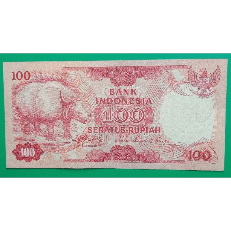 UANGKUNO 100 RUPIAH BADAK THN 1977