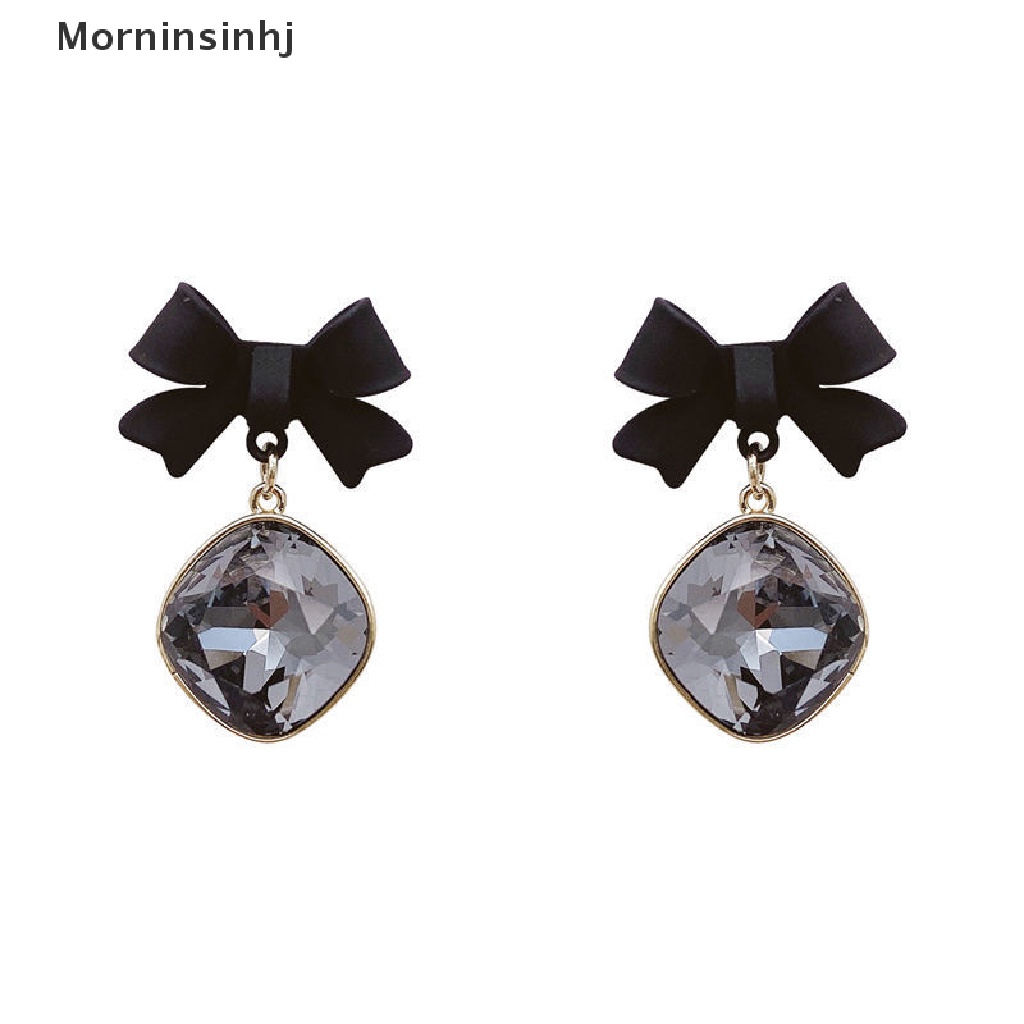 Mornin 1pasang Perhiasan Mystic Hitam Busur Menjuntai Anting Untuk Wanita Statement Square Earrings Pesta Wanita Hadiah Ulang Tahun Pesona Perhiasan id