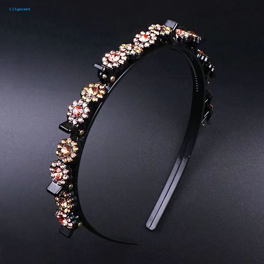 Lilyscent Reusable Clip Headband Aksesoris Rambut Panjang Rambut Pendek Styling Rambut Rhinestones Headband Shiny