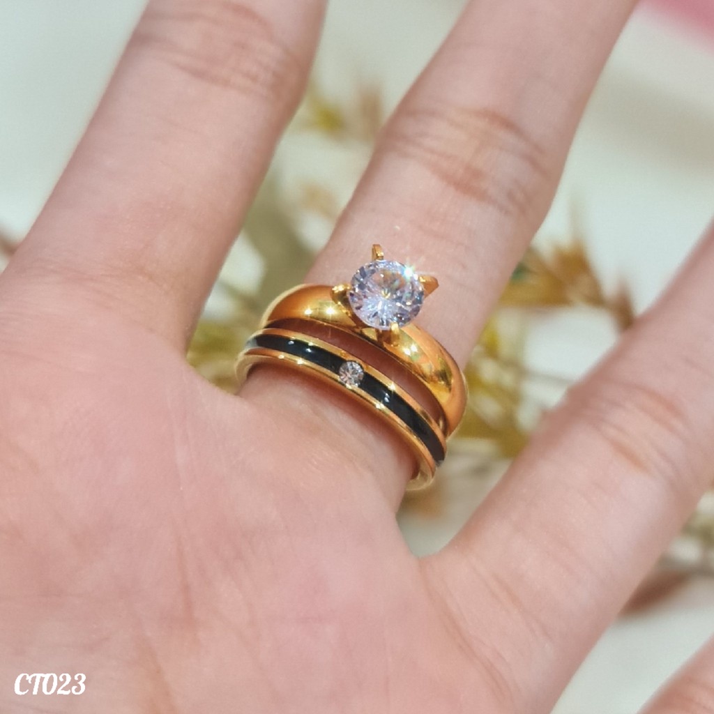 PGX Cincin Titanium Couple Tunangan Aksesoris Fashion Perhiasan Anti Karat - CT023