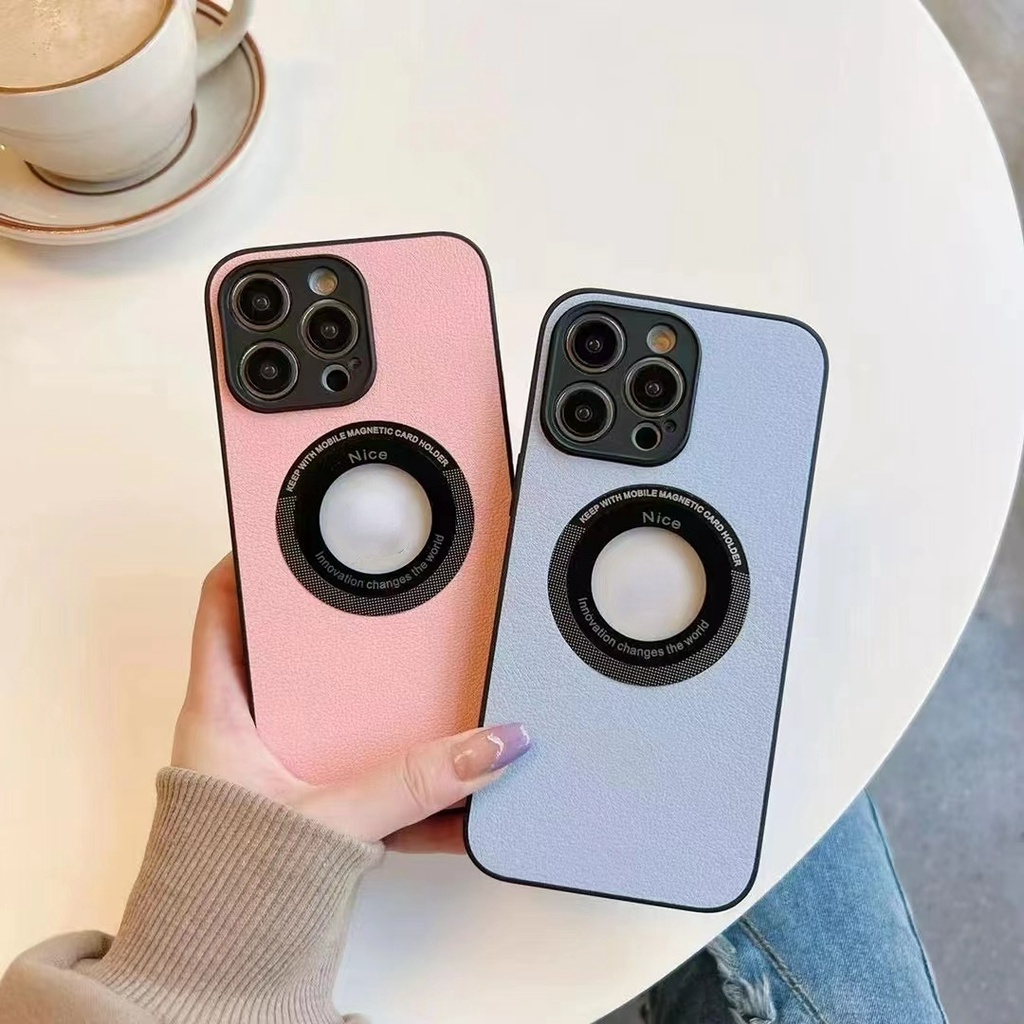 IPHONE Casing Pelindung Suction Magnetik Bahan Kulit Untuk Iphone11 12 13 14 Pro Max14 Plus Missing Label Casing Pelindung Kamera