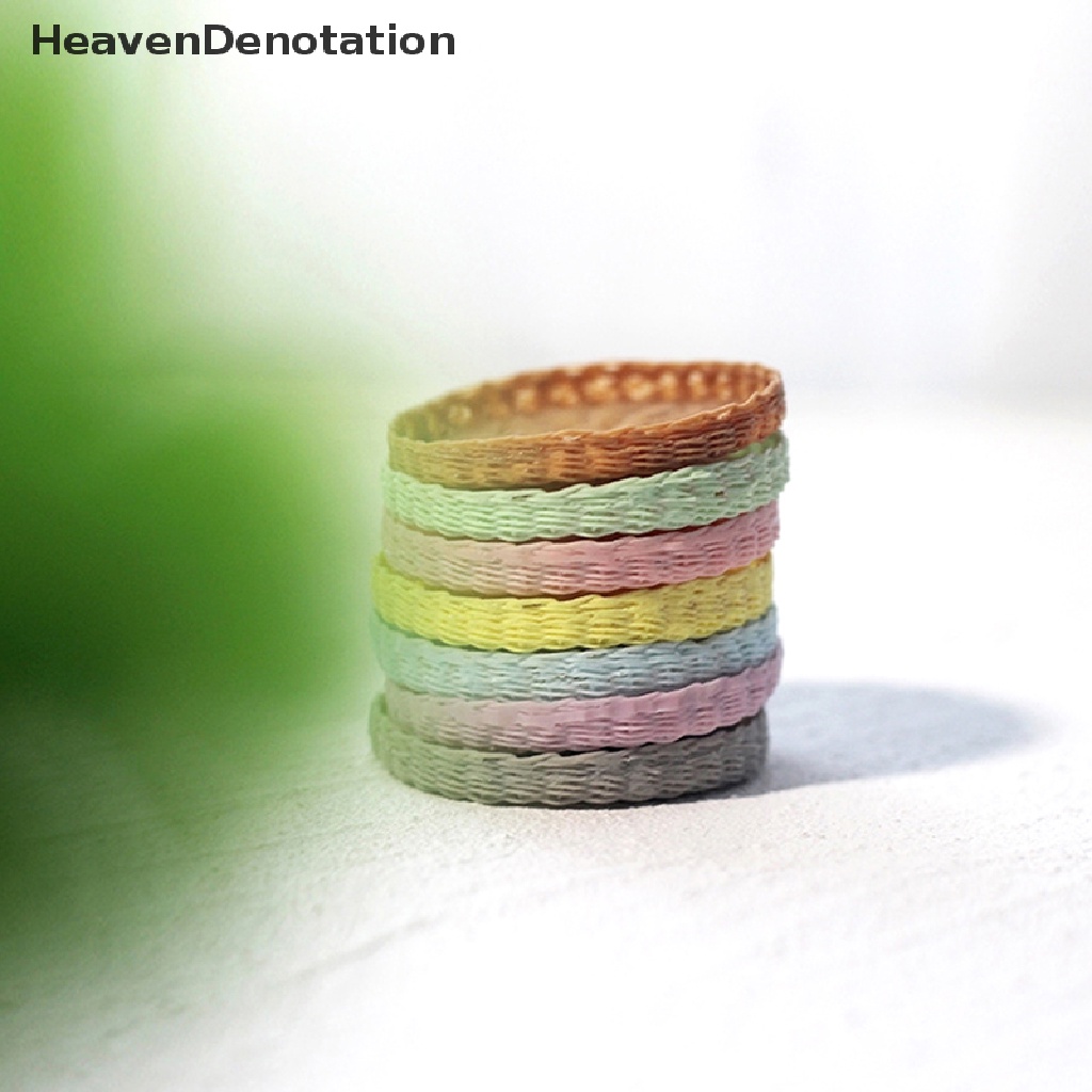 [HeavenDenotation] 1: 12rumah Boneka Miniatur Nampan Bulat Tea Cup Tray Keranjang Roti/Buah Model Dapur Dekorasi Mainan Aksesoris Rumah Boneka HDV