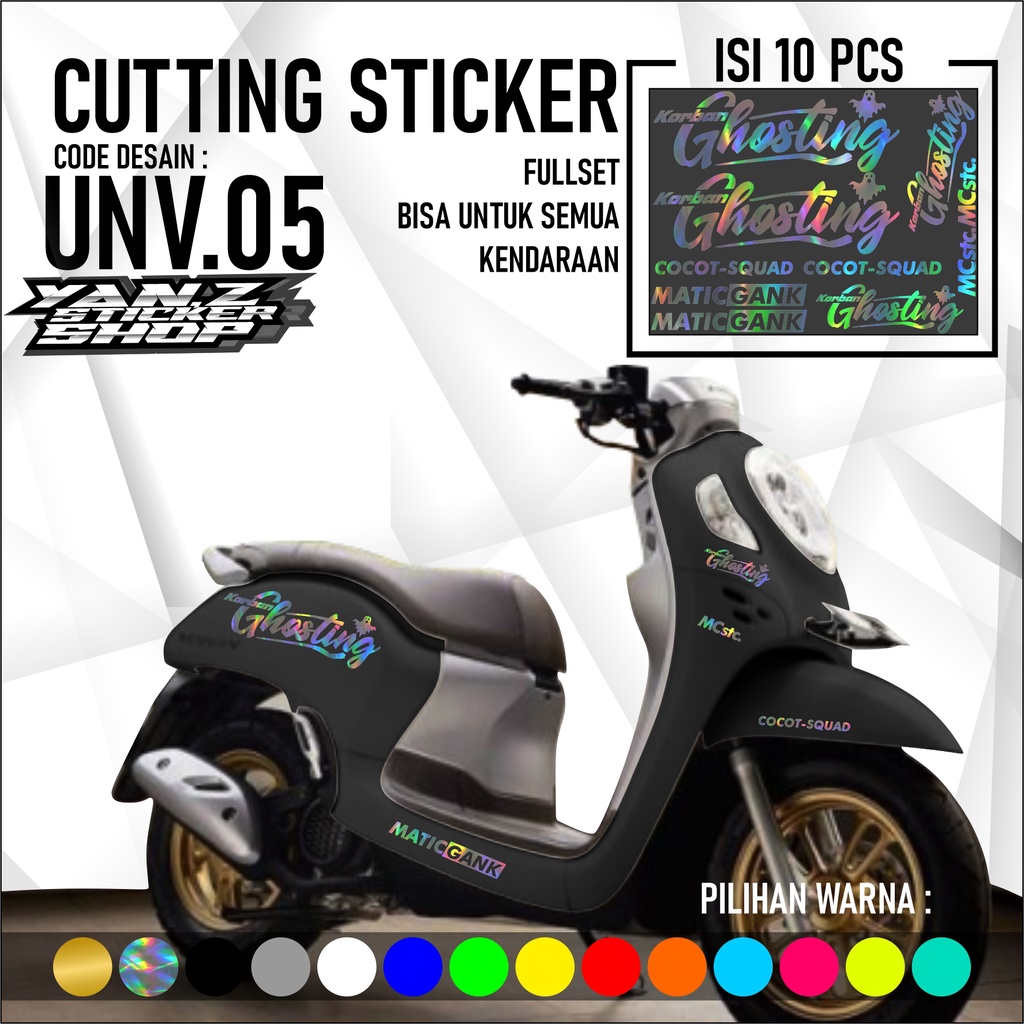 COD Cutting Sticker Korban Ghosting Satu Set - Aksesoris Stiker Striping Motor Honda Scoopy 2010-202