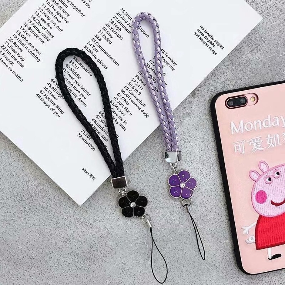 Handy Straps Rope Clover Flower Short Hand Rope Squishy For Keys Lanyard Neck Neckband anti-stress