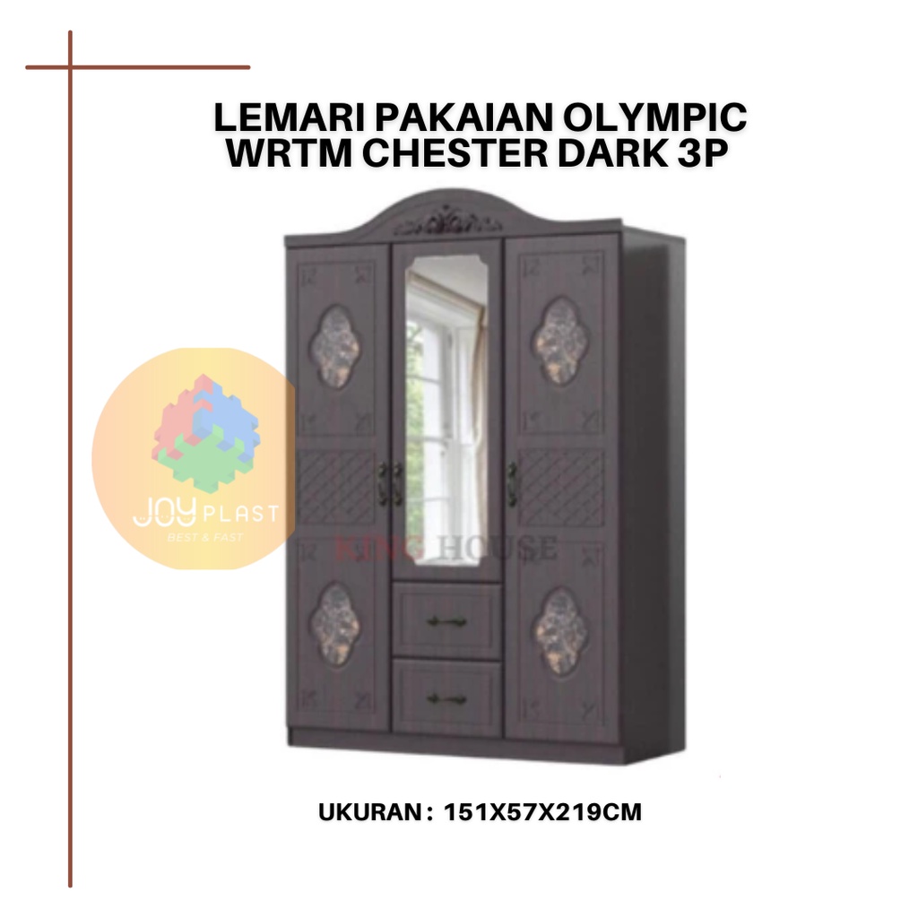 Lemari Pakaian Lemari Baju Olympic WRTM CHESTER Dark 3 Pintu