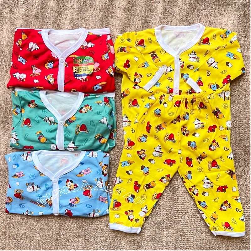 Piyama Bayi Kaos 0-12 bulan Setelan Zahdan Kancing Depan
