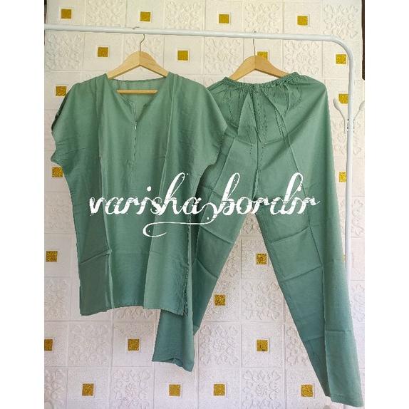 Piyama Rayon Busui - Set Celana Tangan Pendek - Pajamas Rayon Polos / Setcel One Set Piyama