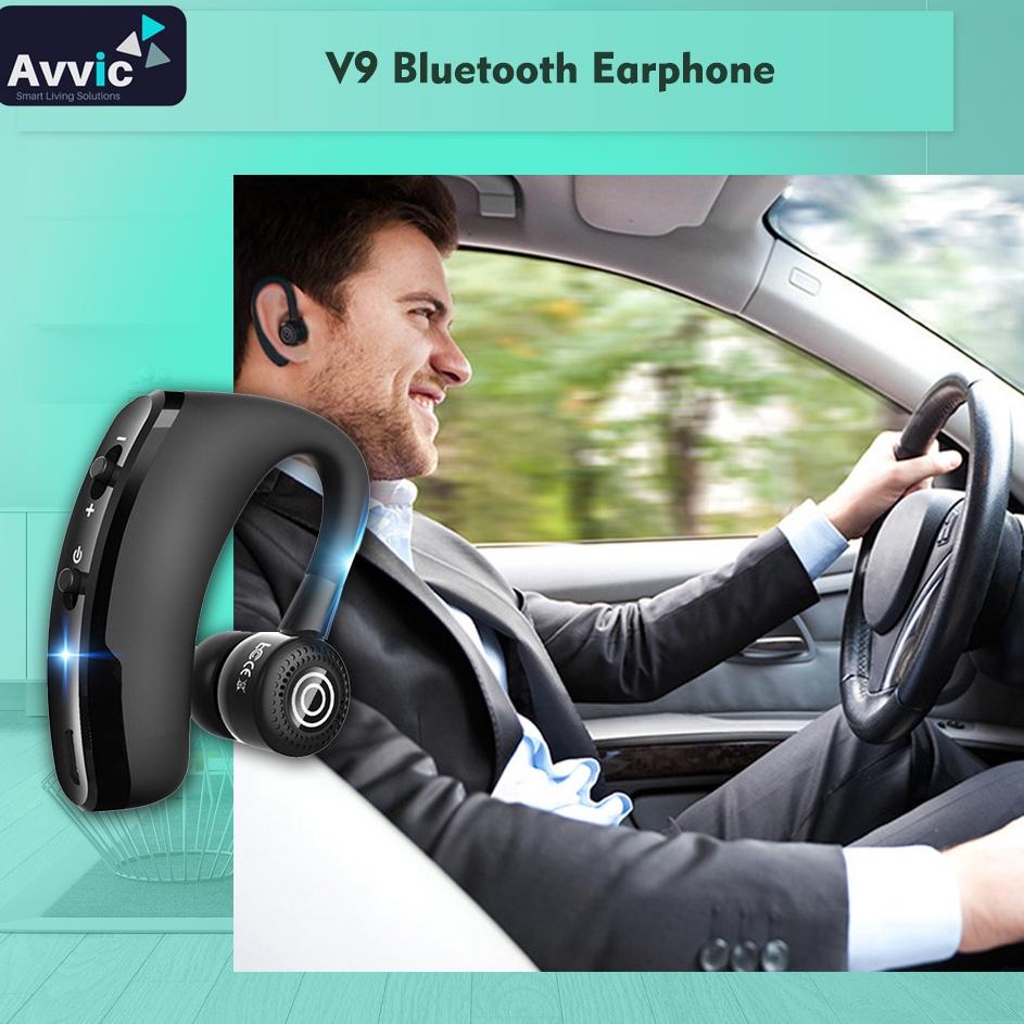 ☉ Headset Bluetooth voyager V9 Wireless Hands-free Earphone with Mic Control ✯