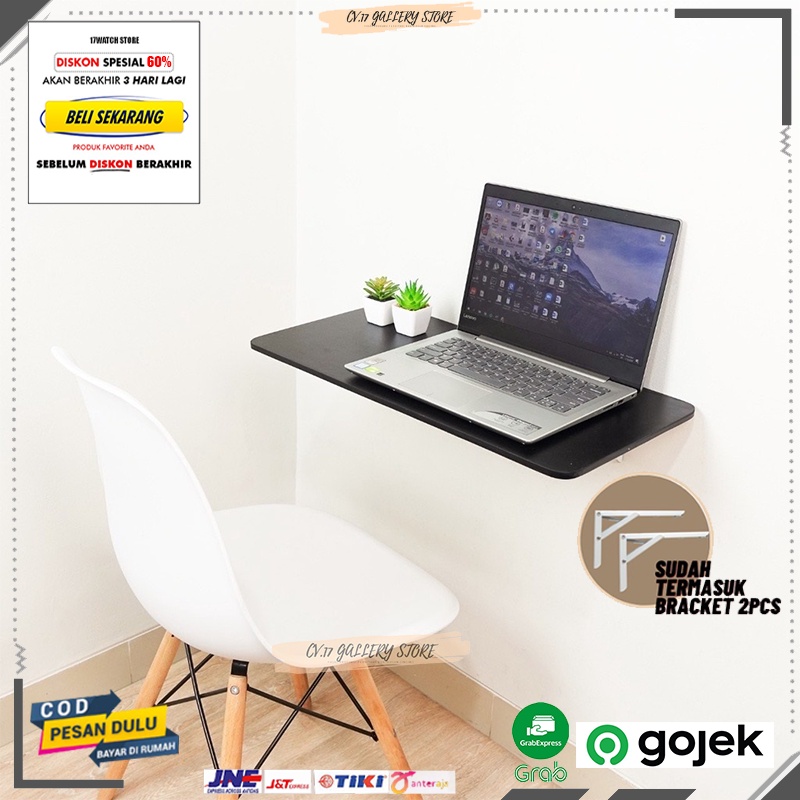 Meja Lipat Belajar Kerja Laptop Leptop Komputer Rias Makan Siku Dinding Gantung Ambalan Panjang Lebar 80x40 60x40 60X30 Kayu Tembok Tempel Dapur Satu Set Bracket Anak Untuk Jualan Besar Perlengkapan Rumah Kamar Aesthetic Estetik Murah Minimalis