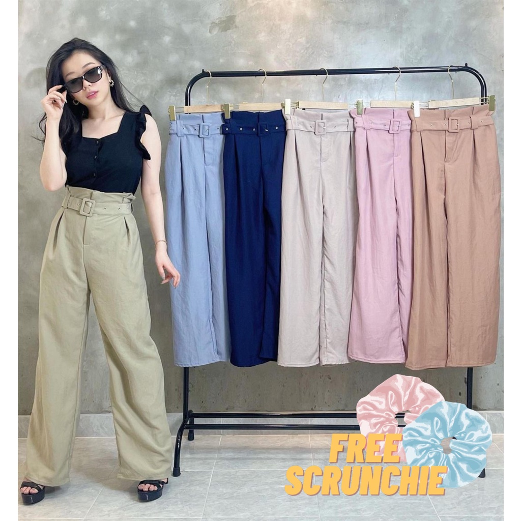 1184 CELANA BELT COTTON CELANA KULOT HIGHWAIST BELT KATUN CELANA WANITA PANJANG